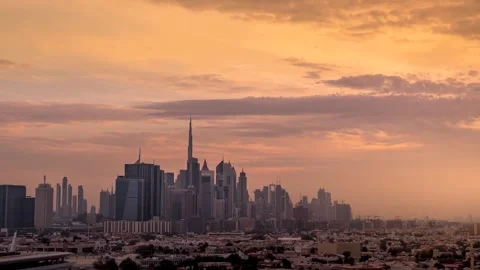 Timelapse Sunset Clouds Moving Over Buildings Stock Footage 205611183