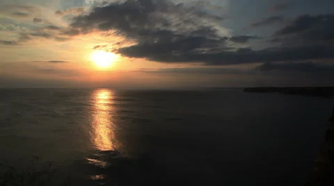 Timelapse sunset clouds ocean sea golden waves cape Kaliakra2 스톡 동영상 1069696