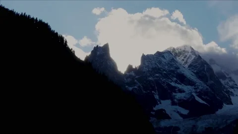 Timelapse Sunset with clouds over mountains of Mont Blanc Alps Stock Footage 158803608