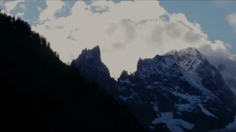 Timelapse Sunset with clouds over mountains of Mont Blanc Alps Stock Footage 158803624