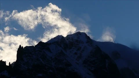 Timelapse Sunset with clouds over mountains of Mont Blanc Alps Stock Footage 158803669