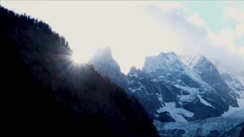 Timelapse Sunset with clouds over mountains of Mont Blanc Alps Stock Footage 158803675