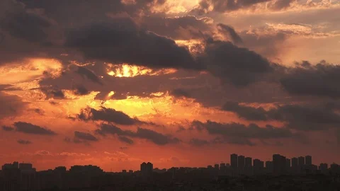 Timelapse sunset on the cloudy sky Stock Footage 79188994