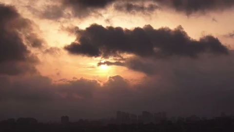 Timelapse sunset on the cloudy sky Stock Footage 93376240