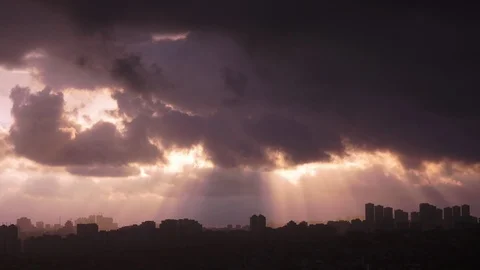 Timelapse sunset on the cloudy sky Stock Footage 97908783