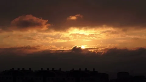 Timelapse sunset on the cloudy sky over city, Turkey Stock Footage 101731952