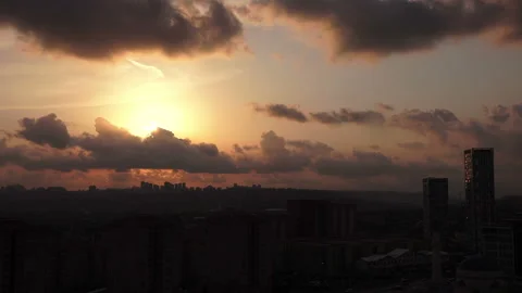 Timelapse sunset on the cloudy sky over city, Turkey Stock Footage 140321364