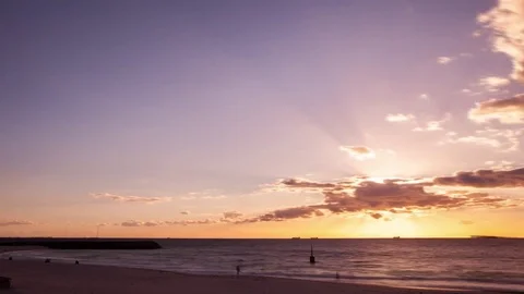 Timelapse of sunset on Cottesloe beach, Perth, Western Australia Stock Footage 81249655
