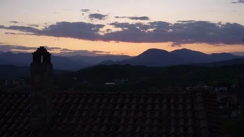 Timelapse Sunset to Dark Sky in Meteora, Greece. Kastraki Kalambaka Small T.. Stock Footage 334886045