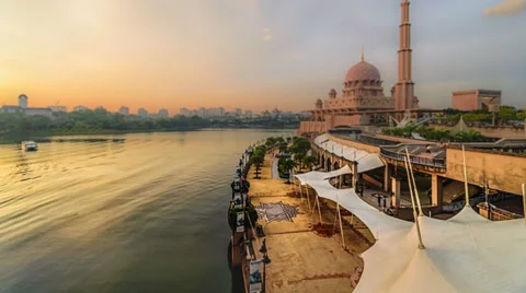 Timelapse Sunset Diorama Putra Mosque Full HD Video stock 32499203