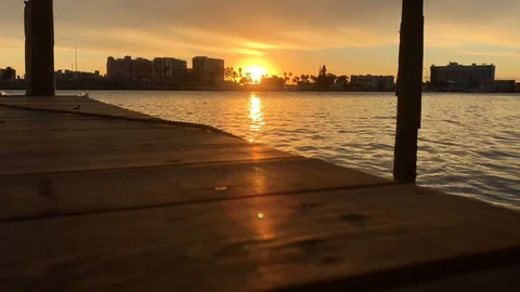 Timelapse of a sunset on a dock Stock Footage 113899793