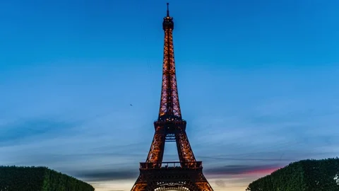 Timelapse Sunset with Eiffel Tower in Paris, France Stock Footage 76628548