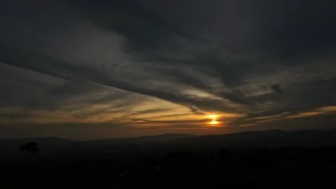 Timelapse of sunset from evening until the sun disappears on the horizon Stock Footage 307432445