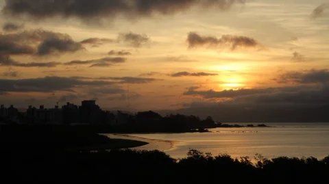 Timelapse of sunset in Florianópolis city 2K Stock Footage 90217059