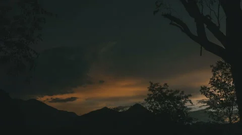 Timelapse Sunset framed within trees Stock Footage 54628817