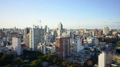 Timelapse of sunset with highrises of Buenos Aires city Stock Footage 136332295