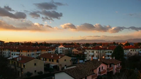 Timelapse sunset on houses Stock Footage 101253836