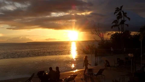 Timelapse of Sunset at infinity pool with Negro river in background. Manaus Stock Footage 337385790
