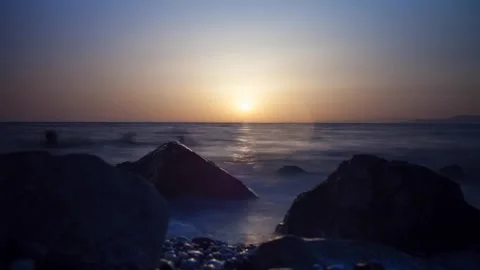 Timelapse sunset on Inner Mediterranean Sea Rhodes Island Video stock 92260431