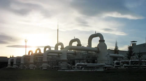 Timelapse Sunset Of Installations Cleaning Gas Stockbeeldmateriaal 39143189