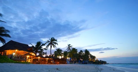 Timelapse of sunset at Jambiani beach. Zanzibar islands, Africa Stock Footage 81571898