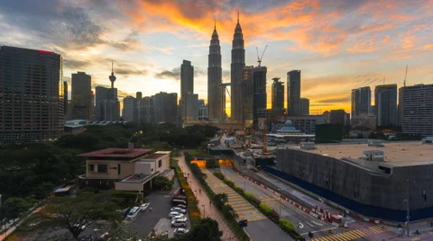 Timelapse Sunset at Kuala Lumpur City from Felda Tower, Malaysia Stock Footage