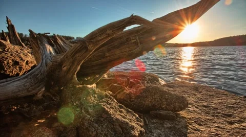 Timelapse with sunset on lake Stock Footage 67862999