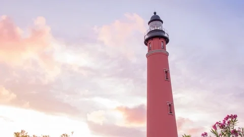 Timelapse of sunset on Lighthouse in Daytona Beach Florida Stock Footage 70673778