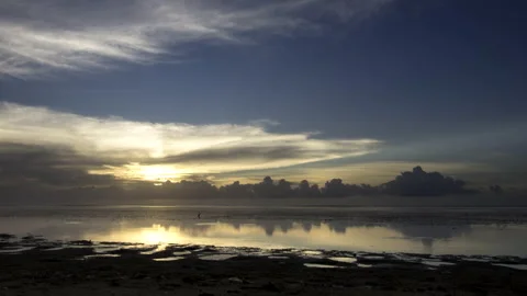 Timelapse Sunset looking over a lagoon out to open ocean Stock Footage 148086473