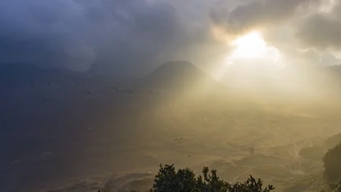 Timelapse Sunset at Mountain Bromo Stock Footage