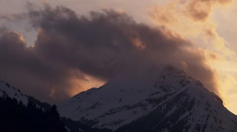 Timelapse sunset mountain peak in winter Stock Footage 58649260