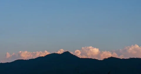 Timelapse Sunset mountain range beautiful landscape mist, dusk golden Stock Footage 276680466