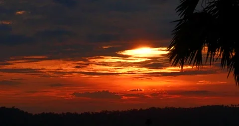 Timelapse Sunset mountain range beautiful landscape mist, dusk golden Stock Footage 309505686