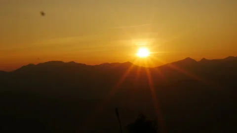 Timelapse Sunset mountain range beautiful landscape mist, dusk golden Stock Footage 309505841