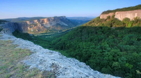 Timelapse sunset in the mountains. Cave city Kachi-Kalion Stock Footage 33576447