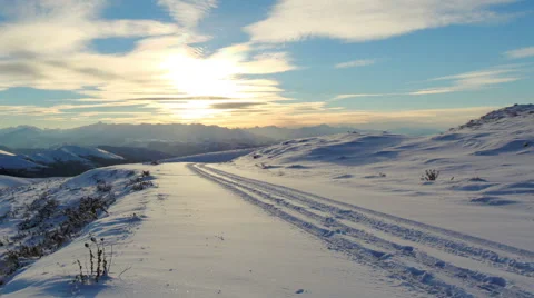 Timelapse sunset in the mountains, Circumhorizontal arc, Northern Caucasus Stock Footage 46898059