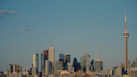 Timelapse of Sunset to Nightime with Toronto Skyline Stock Footage