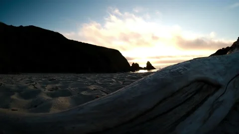 Timelapse - Sunset Ocean Beach Log Stock Footage 178295249