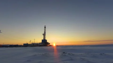 Timelapse sunset on an oil rig Stock Footage 170057921