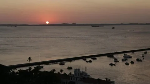 Timelapse of a sunset over All Saints' Bay, Salvador Stock Footage 317652413