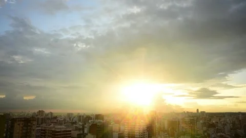 Timelapse of sunset over the city of Buenos Aires, Argentina Video stock 241837995