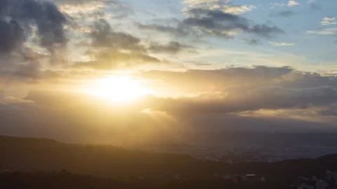 Timelapse - Sunset over the city with colour explosion 4K30 Stock Footage 270431034