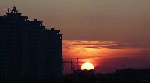 Timelapse of sunset over city Stock Footage 7134708