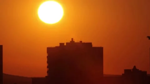 Timelapse. Sunset over the city. Stock Footage 130838846