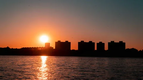 Timelapse sunset over the city Stock Footage 132707825