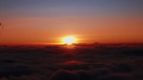 Timelapse Sunset Over Clouds Facing Lombok From Bali Stock Footage 305803821