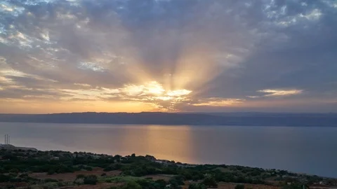 Timelapse of sunset over Dead Sea, Jordan Stock Footage 119375024