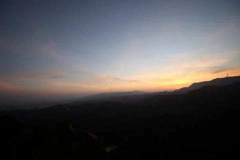 Timelapse of Sunset over Hollywood as seen from Griffth Park, 4K Stock Footage