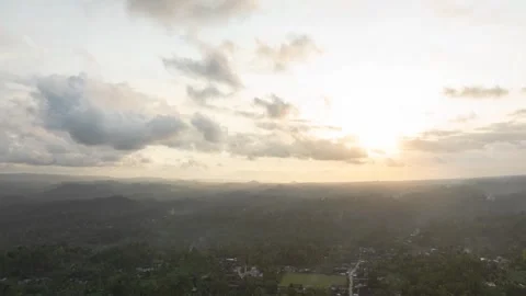 Timelapse Sunset Over Java Rice Fields With Moving Clouds, Indonesia Landscape 库存影片 346849598