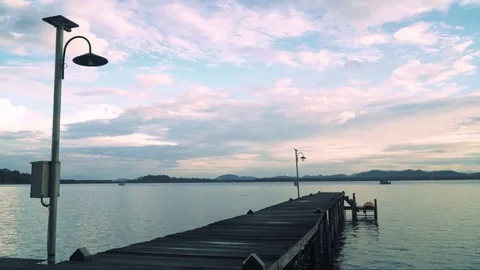 Timelapse of sunset over the lake Stock Footage 83243156